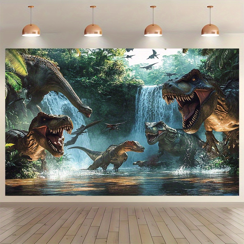 Wall Scroll Tapestry - Dinosaur Adventure Tapestry Wandkleed Levendige watervalscène