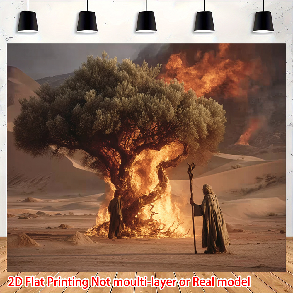 Wall Scroll Tapestry - 2D plat, brandende struik woestijnprofeet fantasie